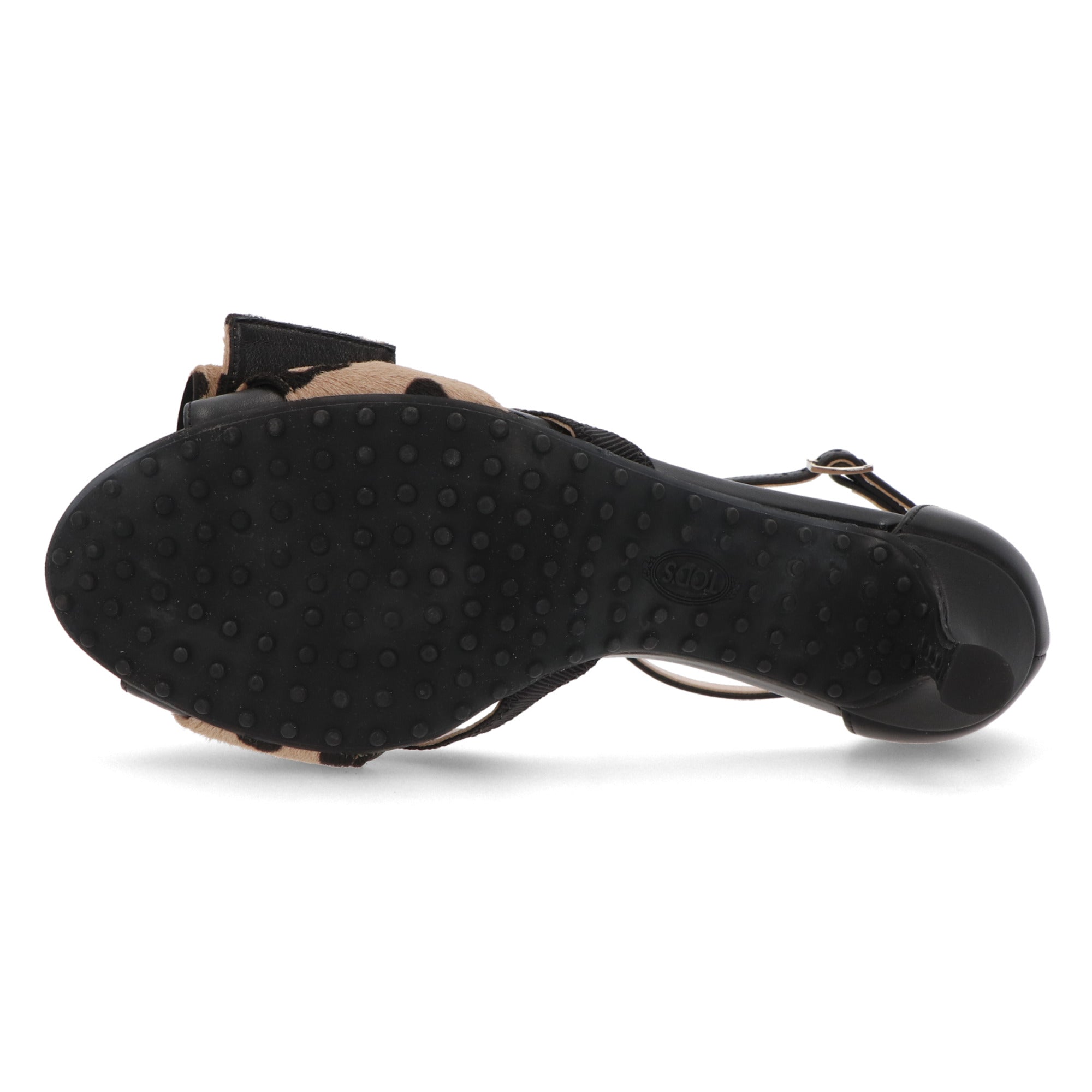 Tod's Leather Heeled Sandals in Black/Brown