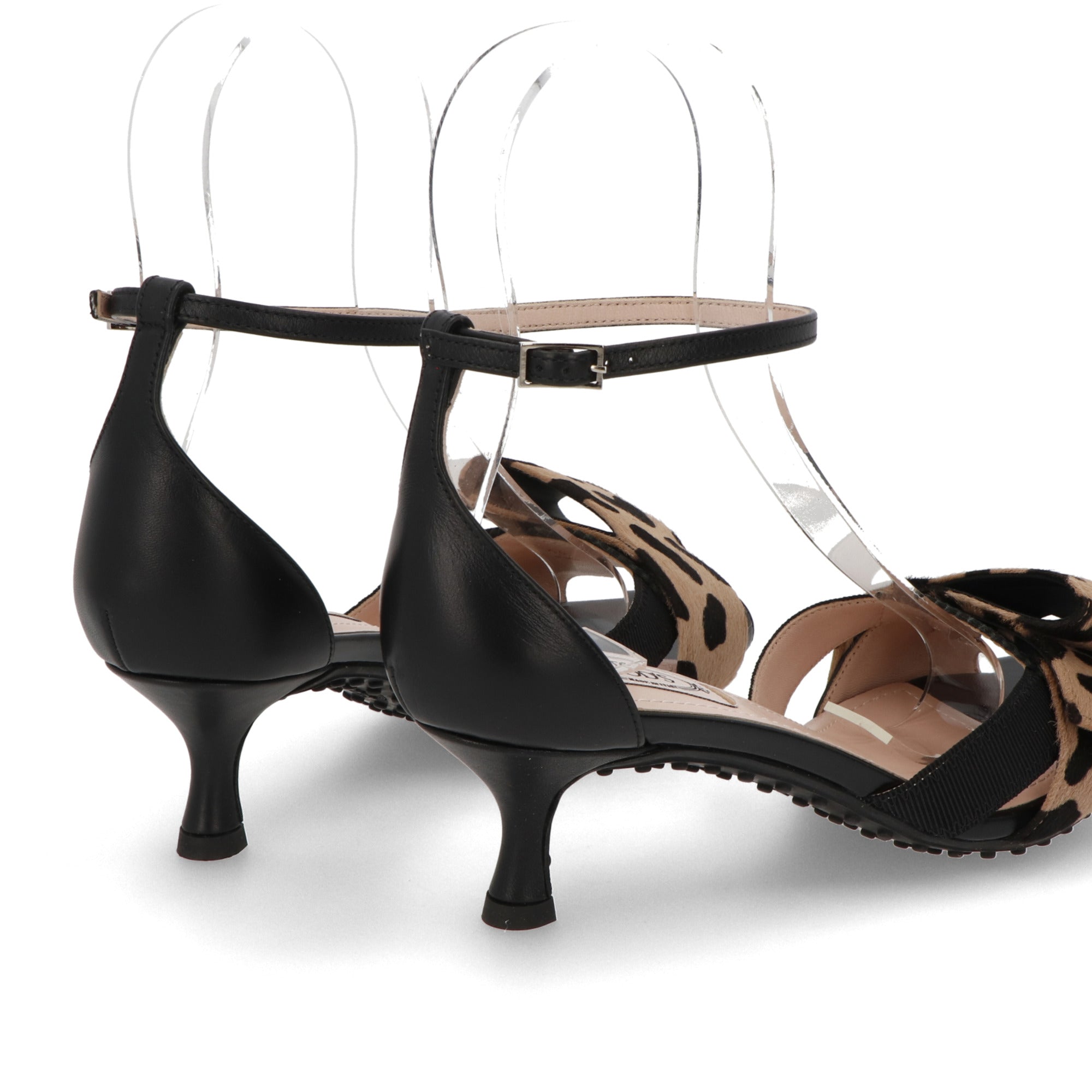 Tod's Leather Heeled Sandals in Black/Brown