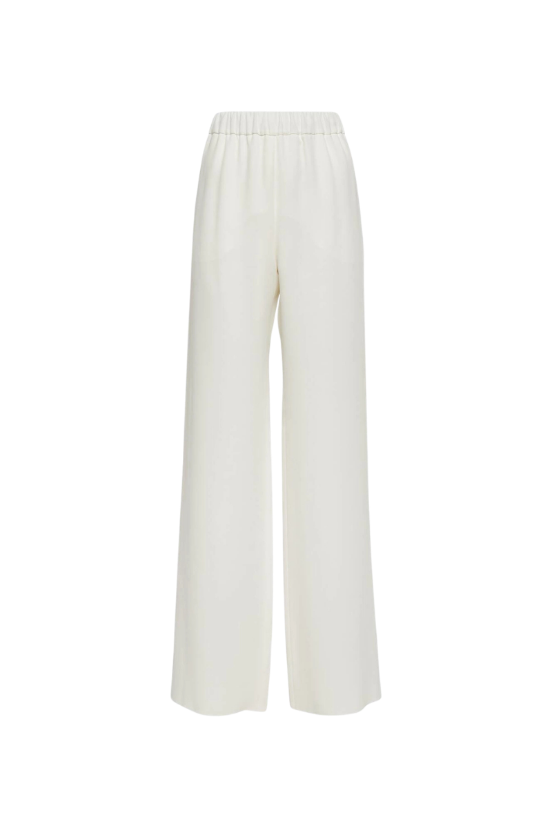 Valentino Garavani Valentino Elastic Waist Silk Wide-Leg Pants In Ivory