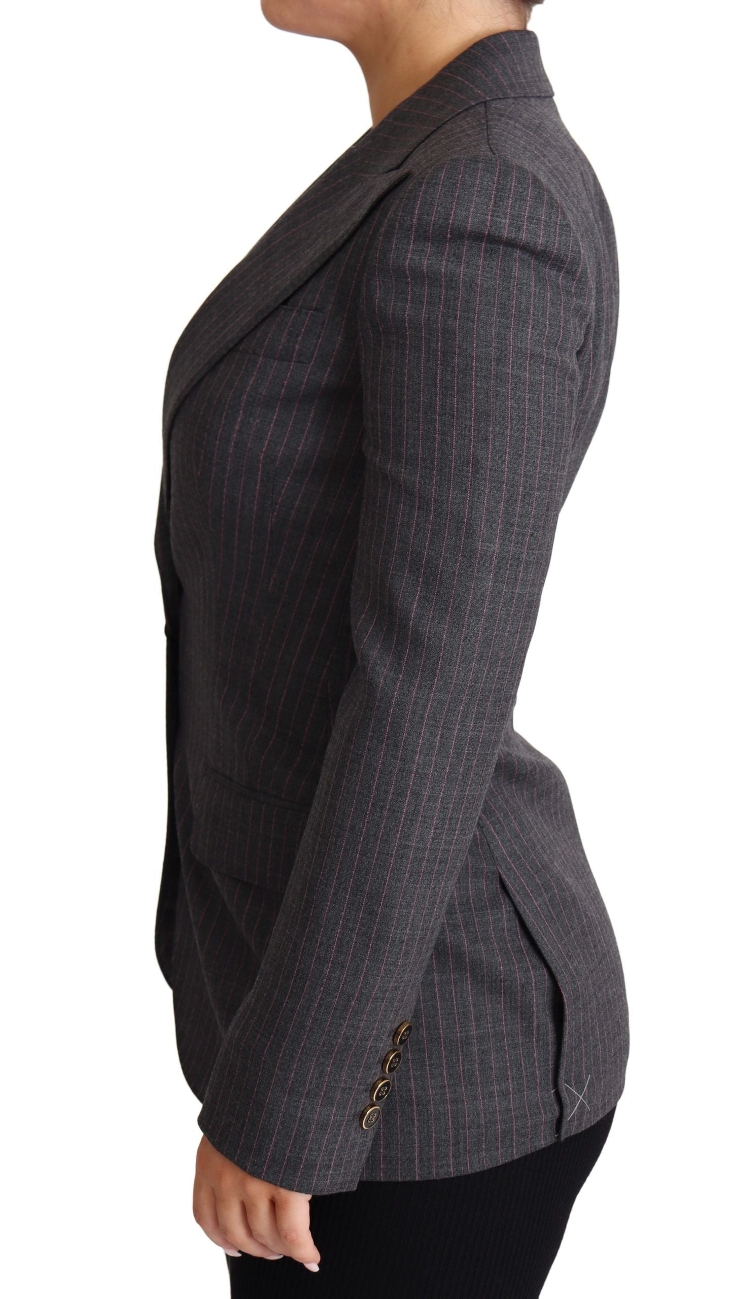Dolce & Gabbana Dolce & Gabbana Gray Single Breasted Fitted Blazer Wool Women's Jacket