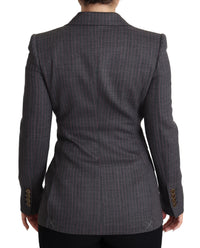Dolce & Gabbana Dolce & Gabbana Gray Single Breasted Fitted Blazer Wool Women's Jacket