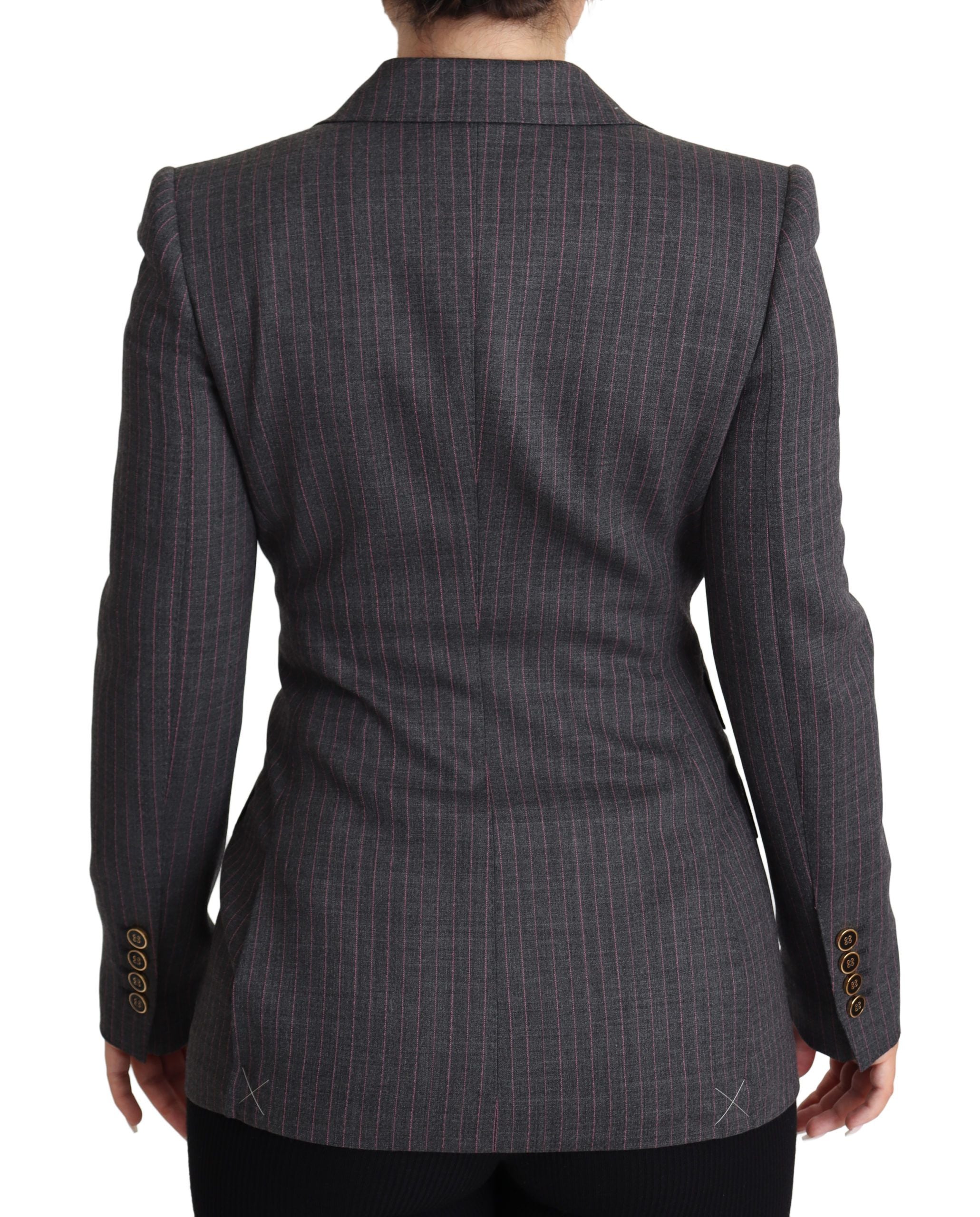 Dolce & Gabbana Dolce & Gabbana Gray Single Breasted Fitted Blazer Wool Women's Jacket