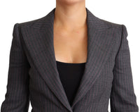 Dolce & Gabbana Dolce & Gabbana Gray Single Breasted Fitted Blazer Wool Women's Jacket