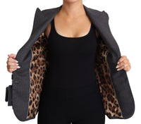 Dolce & Gabbana Dolce & Gabbana Gray Single Breasted Fitted Blazer Wool Women's Jacket