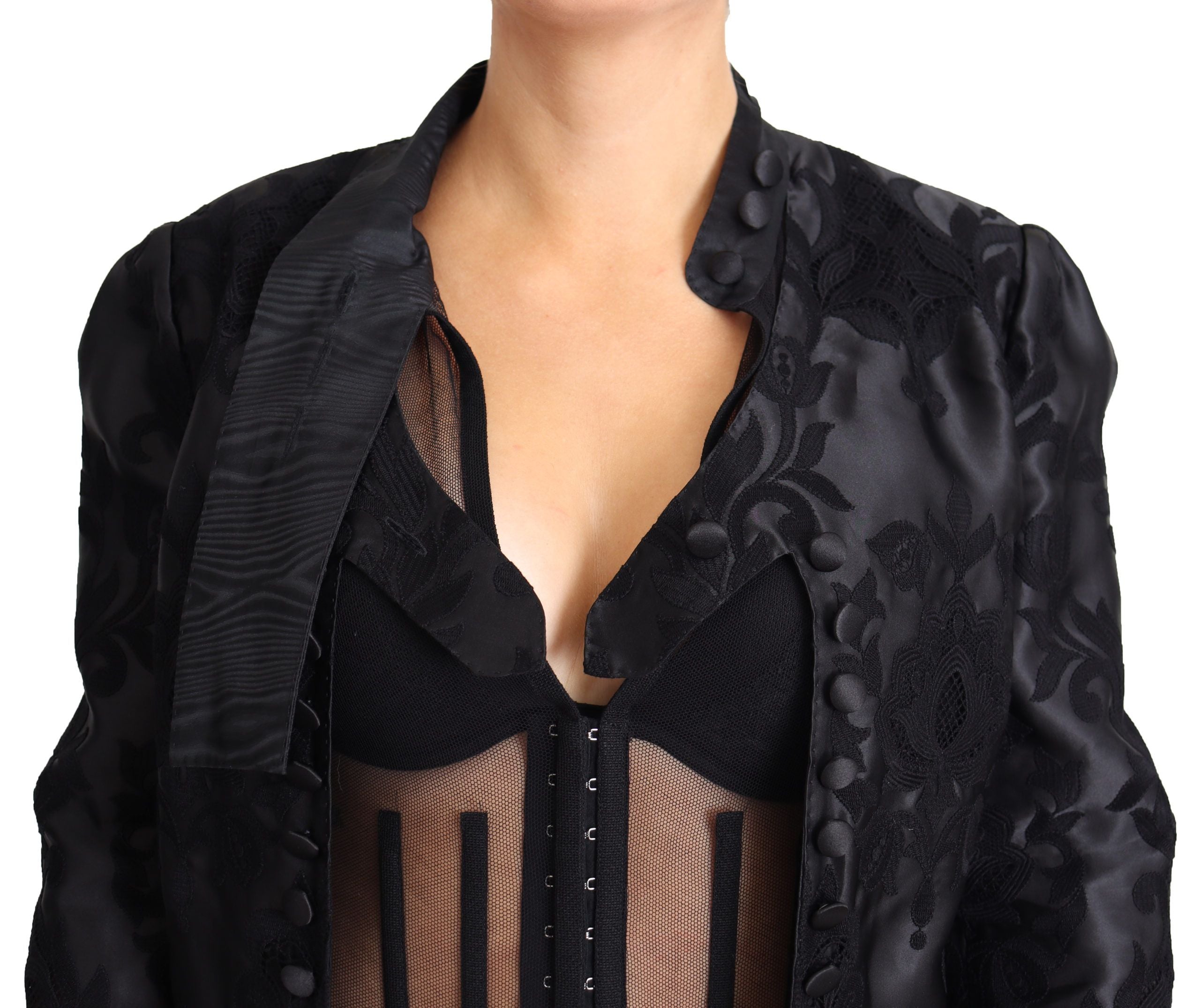 Dolce & Gabbana Dolce & Gabbana Black Lace Sheer Corset Organza Silk Women's Jacket