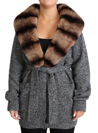 Dolce & Gabbana Dolce & Gabbana Gray Cardigan Fur Coat Cashmere Women's Jacket