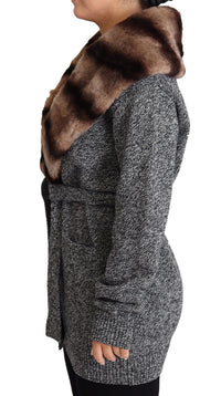 Dolce & Gabbana Dolce & Gabbana Gray Cardigan Fur Coat Cashmere Women's Jacket