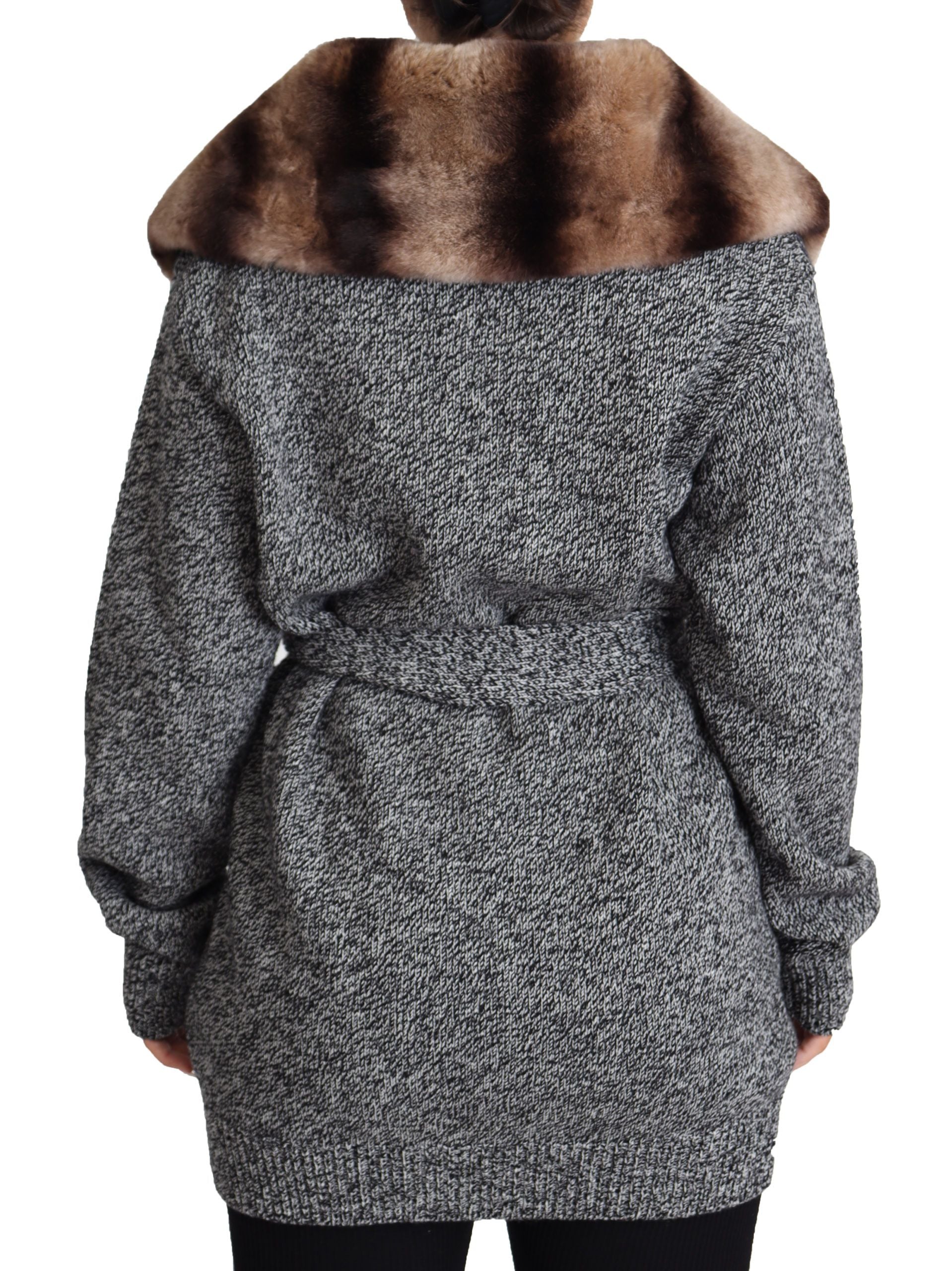 Dolce & Gabbana Dolce & Gabbana Gray Cardigan Fur Coat Cashmere Women's Jacket