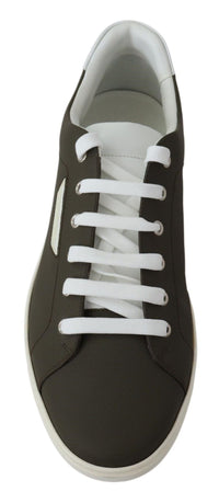 Dolce & Gabbana White Green Leather Low Top Sneakers Men's Shoes