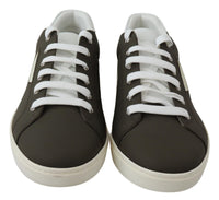 Dolce & Gabbana White Green Leather Low Top Sneakers Men's Shoes