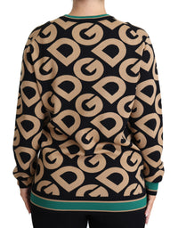 Dolce & Gabbana Multicolor DG Mania Wool Crewneck Pullover Women's Sweater