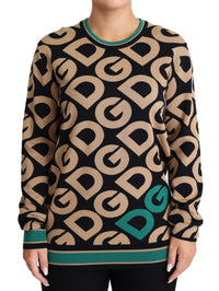 Dolce & Gabbana Multicolor DG Mania Wool Crewneck Pullover Women's Sweater