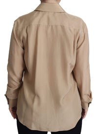 Dolce & Gabbana Beige Silk Shirt Decorative Buttons Women's Top