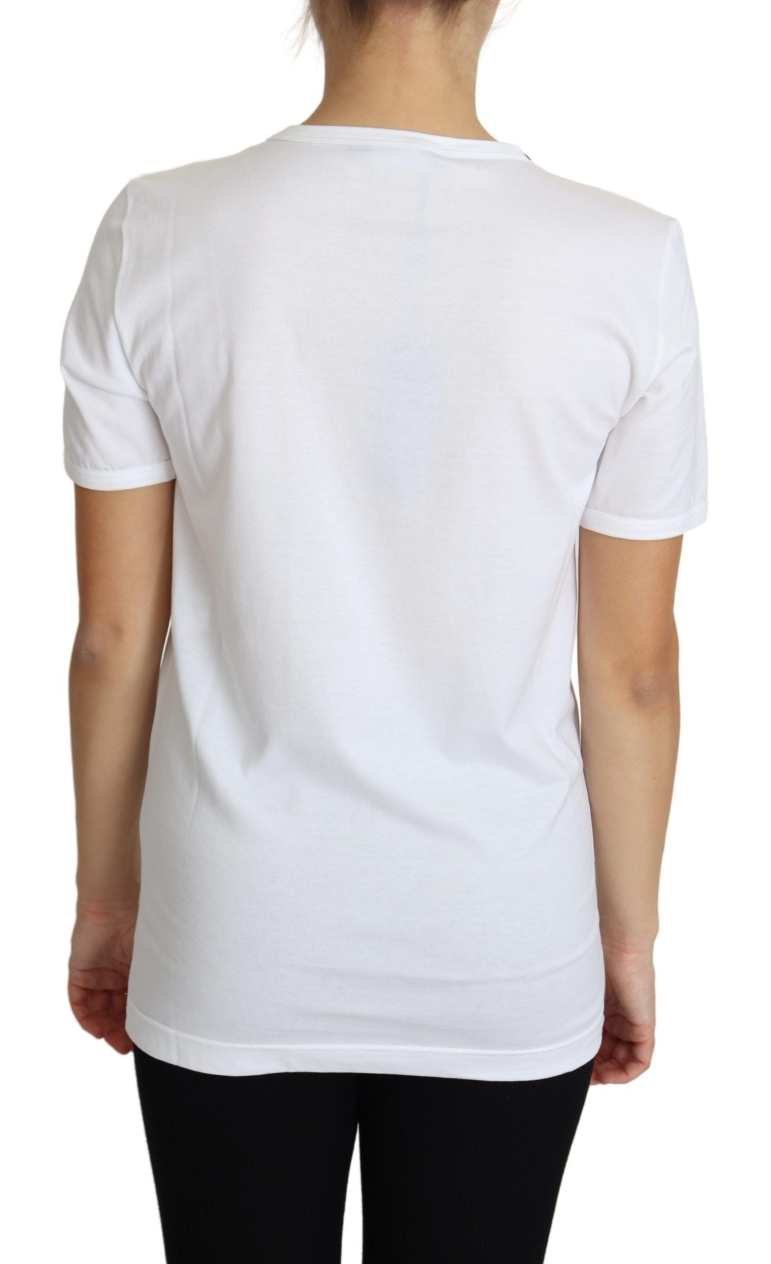 Dolce & Gabbana White San Valentino Heart Crystals T-shirt Women's Top