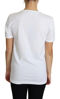 Dolce & Gabbana White San Valentino Heart Crystals T-shirt Women's Top