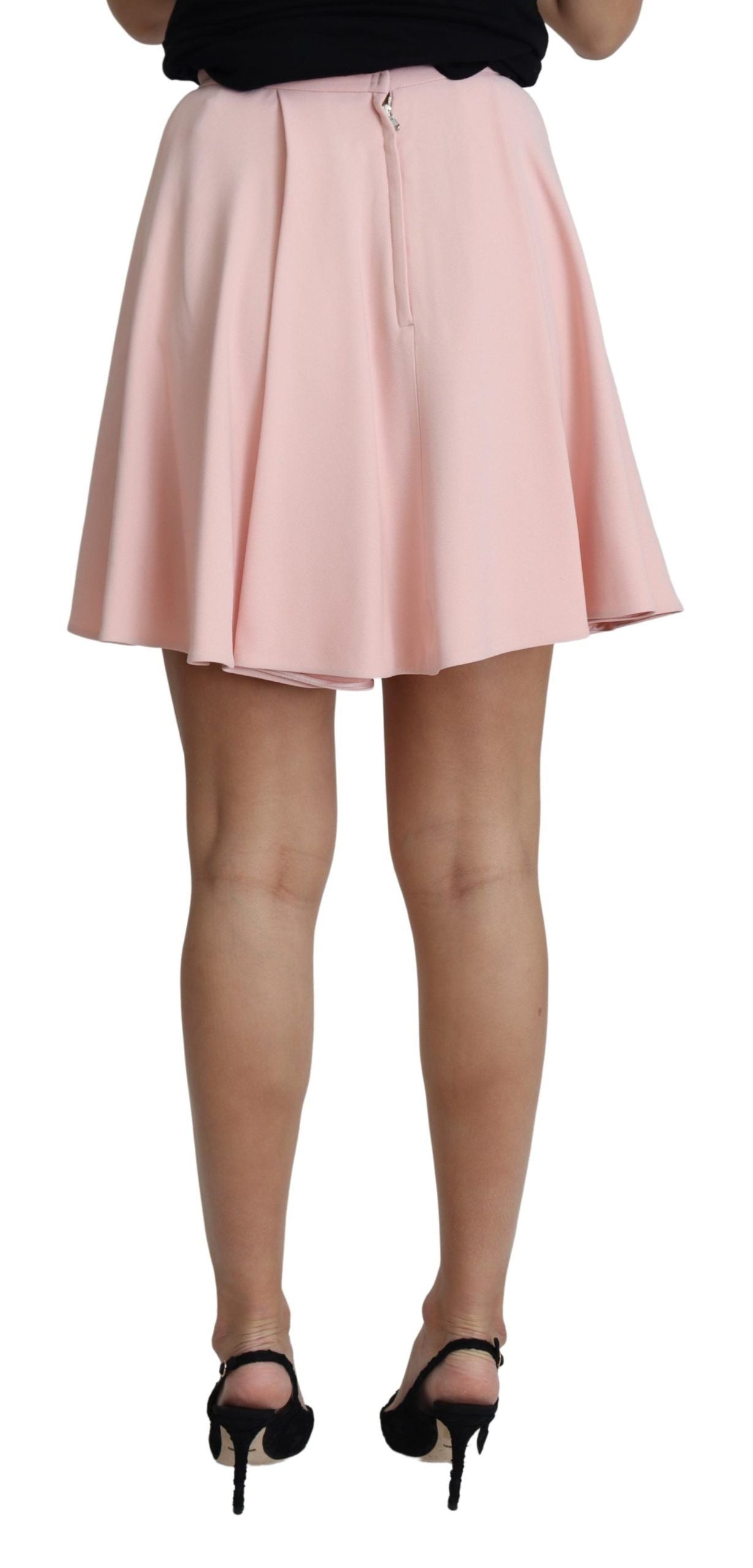 Dolce & Gabbana Pink Tuck Pleat Flare A-line Mini Women's Rayon