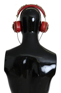 Dolce & Gabbana FRENDS Leather Red Floral Crystal Headset Women's Headphones