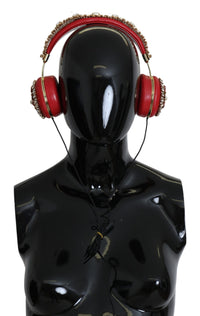 Dolce & Gabbana FRENDS Leather Red Floral Crystal Headset Women's Headphones