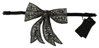 Dolce & Gabbana Silver Tone 100% Silk Crystal Embellished Women Women's Bowtie