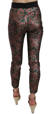 Dolce & Gabbana Multicolor Iridescent Brocade Jacquard Trousers Crop Women's Pants