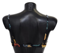 Dolce & Gabbana Black Seashells Print Women Swimwear Bikini Women's Tops