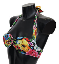 Dolce & Gabbana Multicolor Floral Print Swimwear Bikini Women's Tops