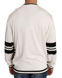 Dolce & Gabbana White Jazz Sequined Guitar Pullover Top Men's Sweater