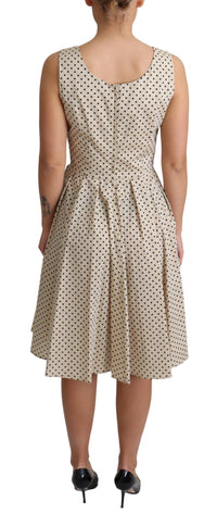 Dolce & Gabbana Beige Polka Dotted Cotton A-Line Women's Dress