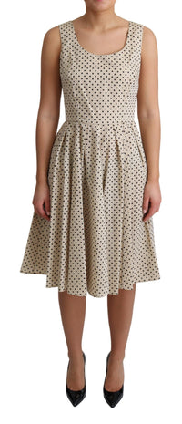Dolce & Gabbana Beige Polka Dotted Cotton A-Line Women's Dress