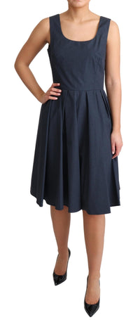 Dolce & Gabbana Blue Polka Dotted Cotton A-Line Women's Dress