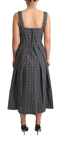 Dolce & Gabbana Black White Pattern Cotton A-Line Women's Dress