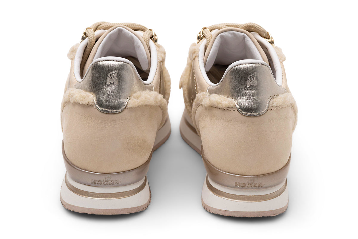 Hogan Metallic-Trimmed Shearling Sneakers