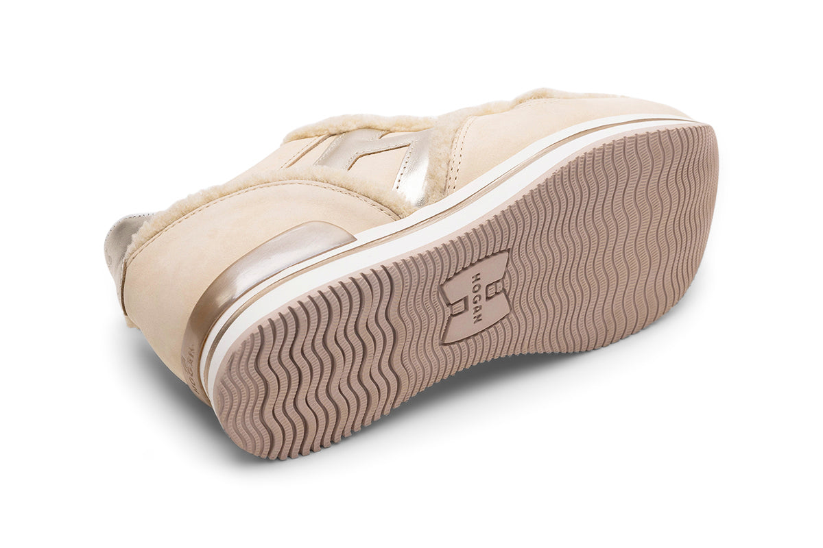 Hogan Metallic-Trimmed Shearling Sneakers