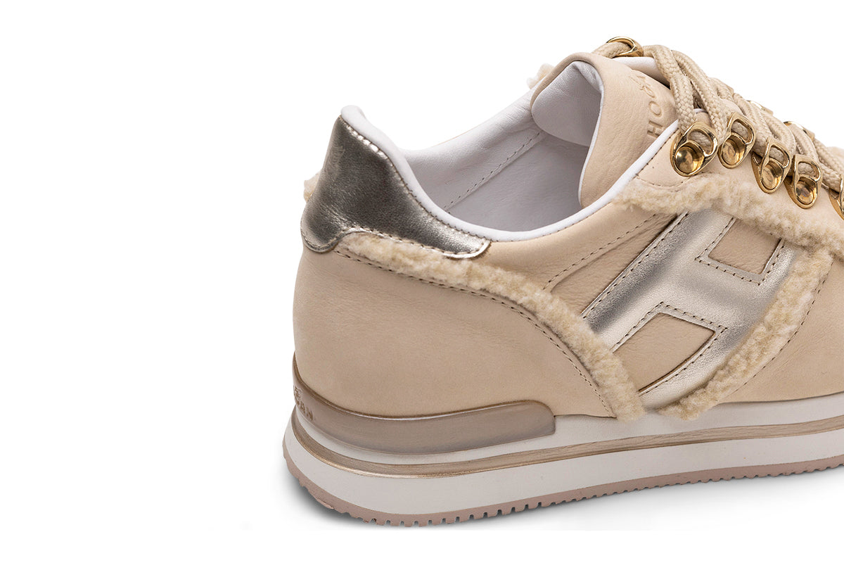 Hogan Metallic-Trimmed Shearling Sneakers