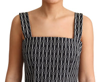 Dolce & Gabbana Black White Pattern Cotton A-Line Women's Dress