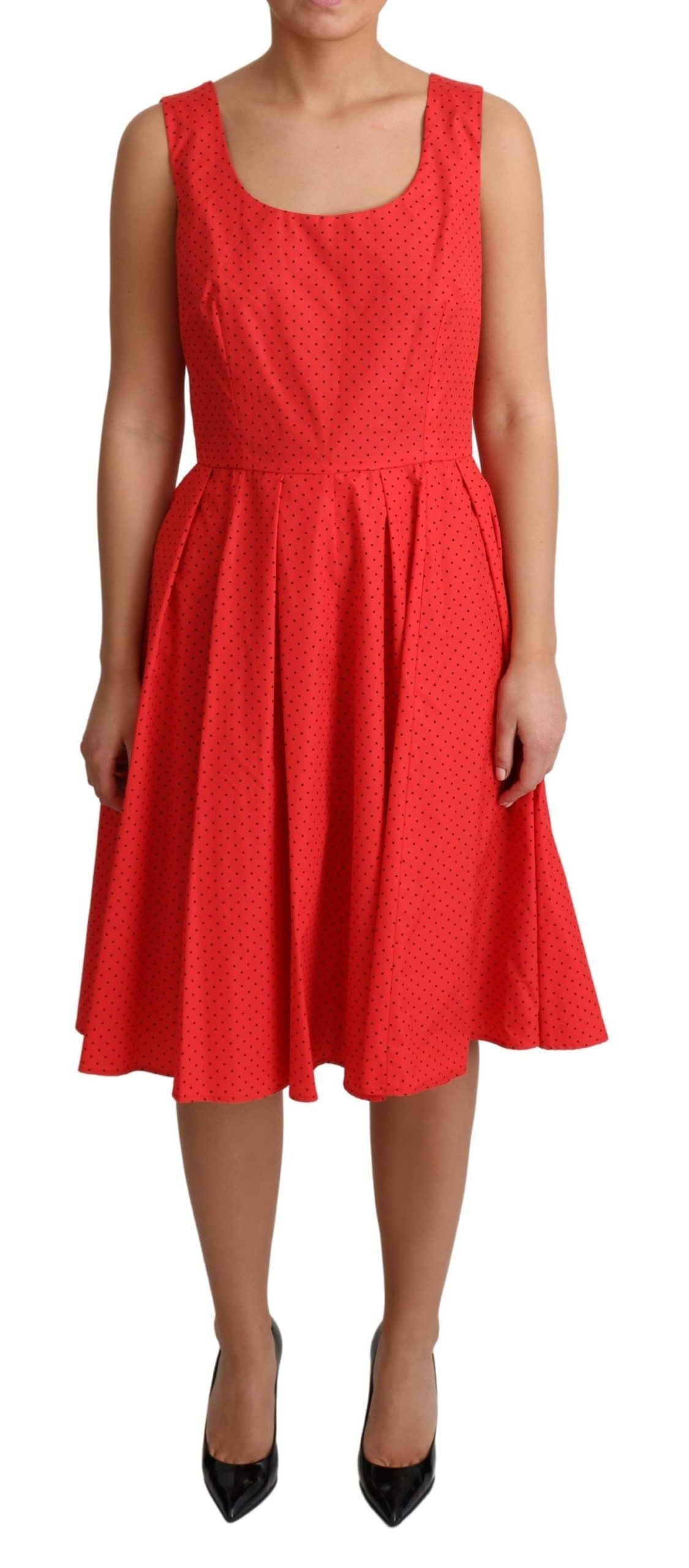 dolce and gabbana red polka dot dress Dolce & Gabbana Black Red Polka Dot Silk Layered Midi Dress