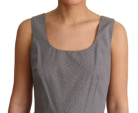 Dolce & Gabbana Blue Beige Geometric Cotton A-Line Women's Dress