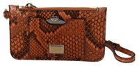 Dolce & Gabbana Dolce & Gabbana Brown Leather Coin Purse Wristlet Mirror AGNESE Women's Wallet