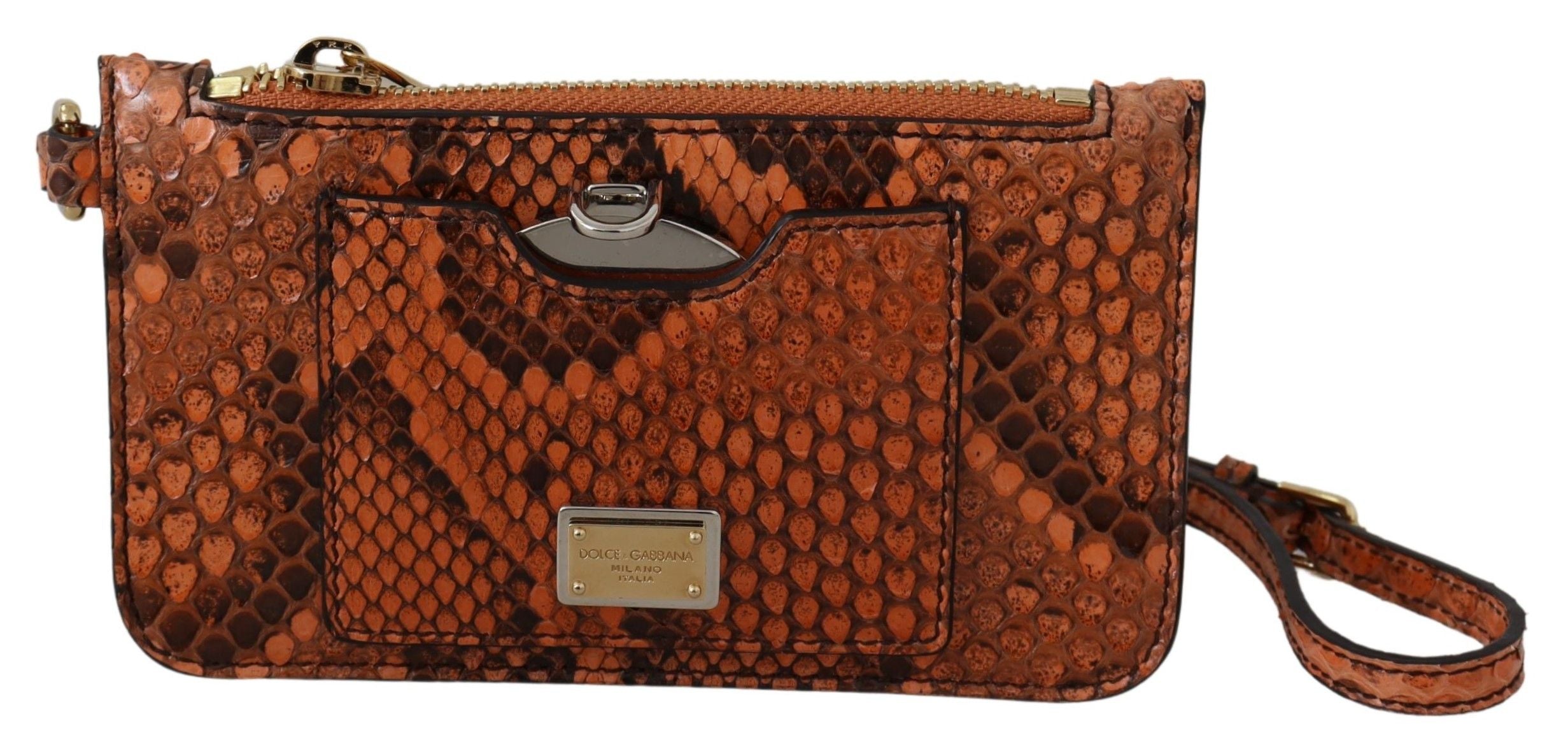 Dolce & Gabbana Dolce & Gabbana Brown Leather Coin Purse Wristlet Mirror AGNESE Women's Wallet