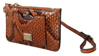 Dolce & Gabbana Dolce & Gabbana Brown Leather Coin Purse Wristlet Mirror AGNESE Women's Wallet