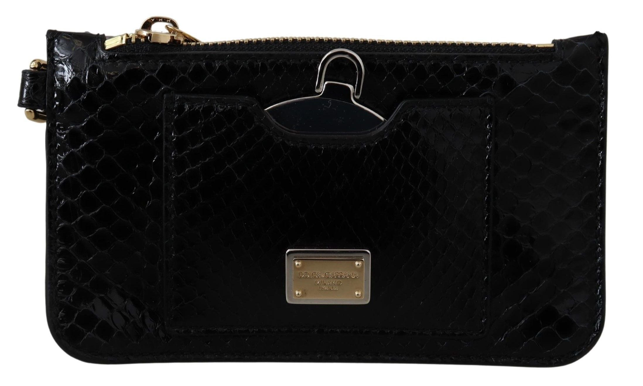 Dolce & Gabbana Dolce & Gabbana Black Leather Coin Purse Wristlet Mirror Agnese Women's Wallet