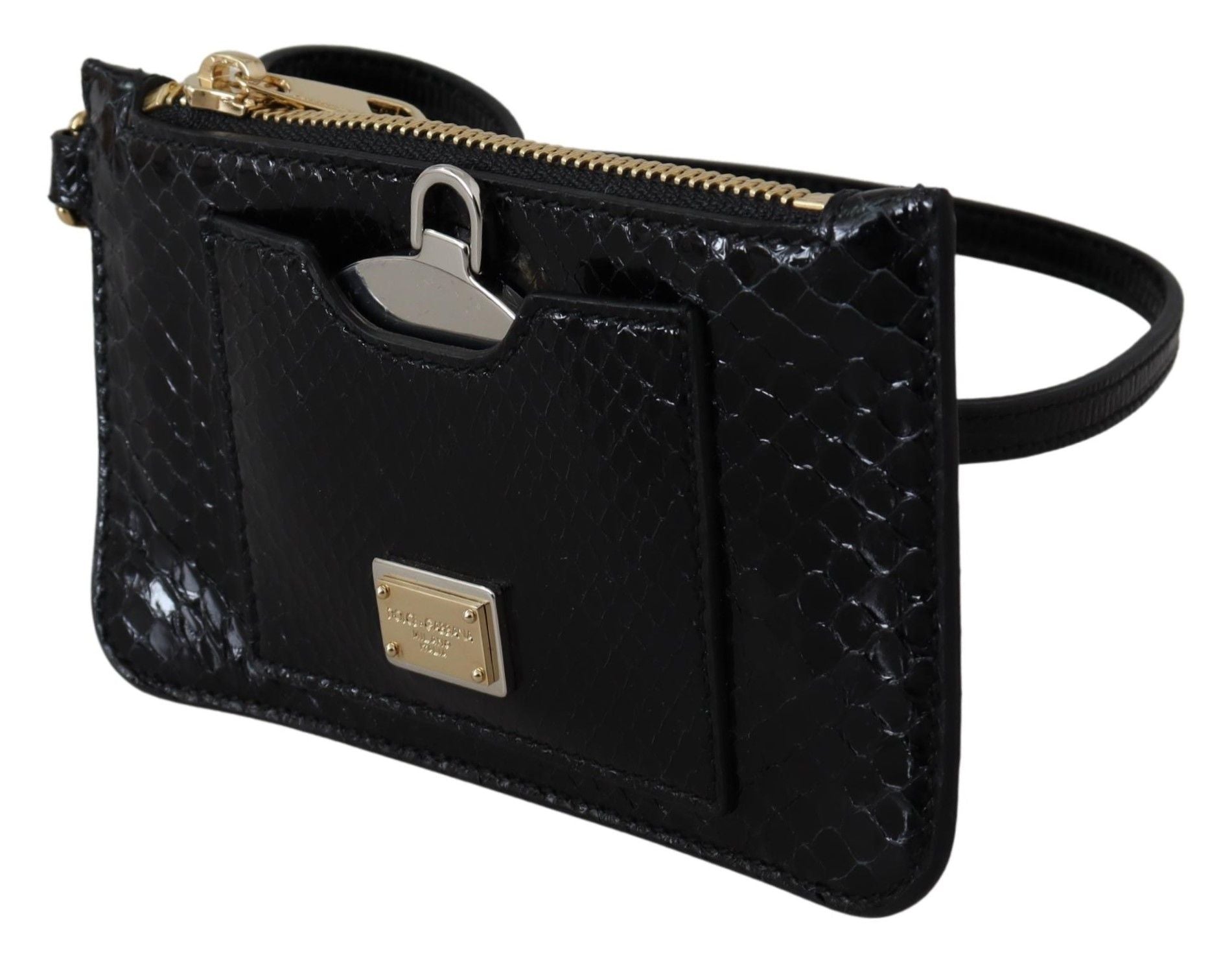 Dolce & Gabbana Dolce & Gabbana Black Leather Coin Purse Wristlet Mirror Agnese Women's Wallet