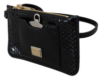Dolce & Gabbana Dolce & Gabbana Black Leather Coin Purse Wristlet Mirror Agnese Women's Wallet