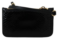 Dolce & Gabbana Dolce & Gabbana Black Leather Coin Purse Wristlet Mirror Agnese Women's Wallet