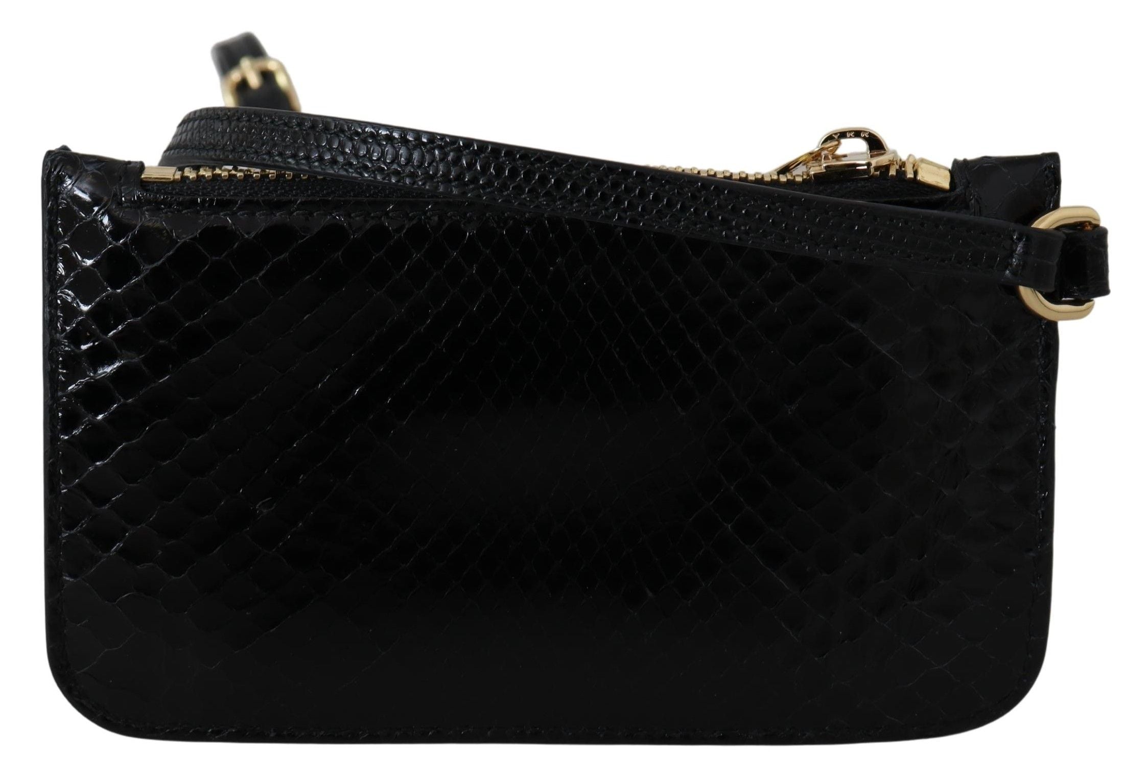 Dolce & Gabbana Dolce & Gabbana Black Leather Coin Purse Wristlet Mirror Agnese Women's Wallet