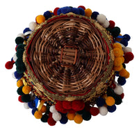 Dolce & Gabbana Multicolor Cotton Embellished Agnese Basket Tote Women's Bag