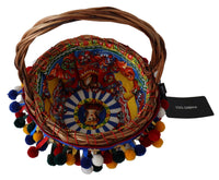 Dolce & Gabbana Multicolor Cotton Embellished Agnese Basket Tote Women's Bag