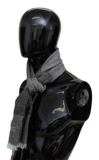 Missoni Gray Striped Wool Unisex Neck Wrap Fringes Men's Scarf