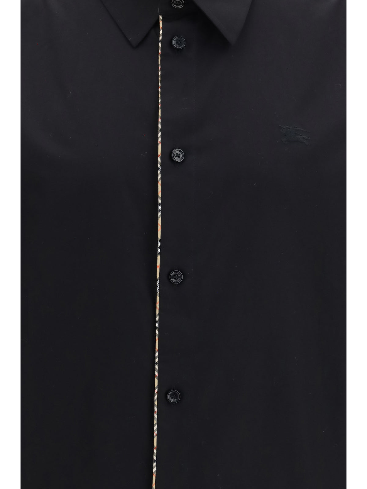 Burberry Men Cotton Shirt With Check Trims