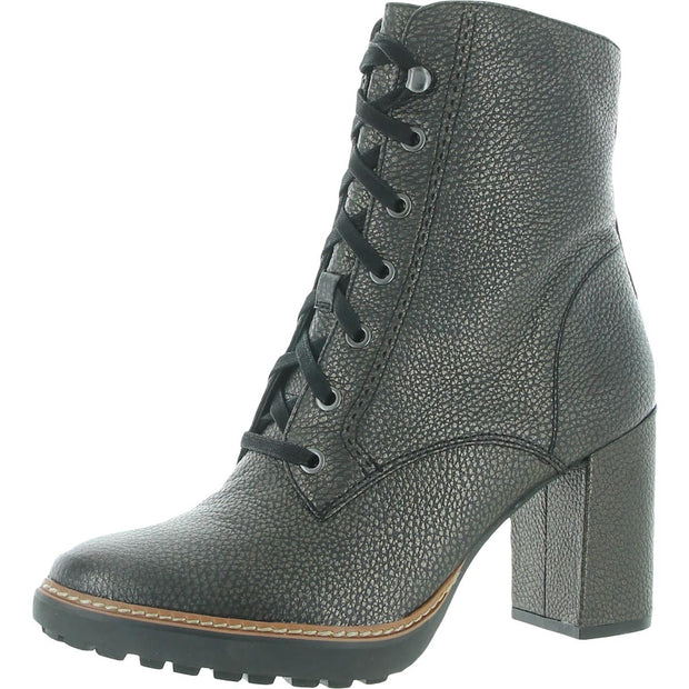 Callie Womens Leather Lug Sole Ankle Boots